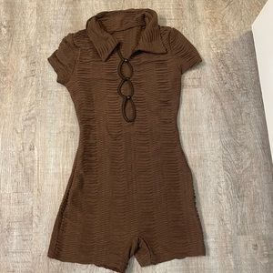 Shein Cutout Button Front Textured Romper Size XS